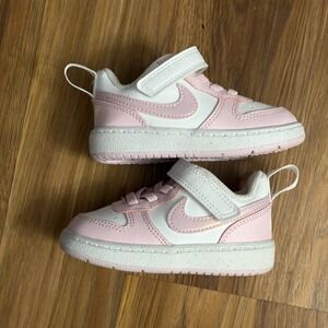 Nike Court Low Borough Toddler Girls Sz 4.5 Pink/white Athletic Showa EUC